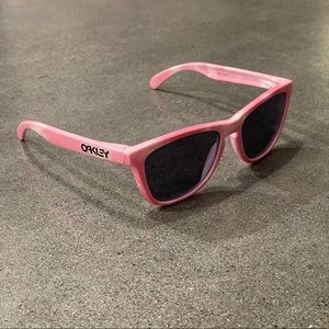 Oakley Frogskins Sunglasses Pink and White Body with Grey Lenses